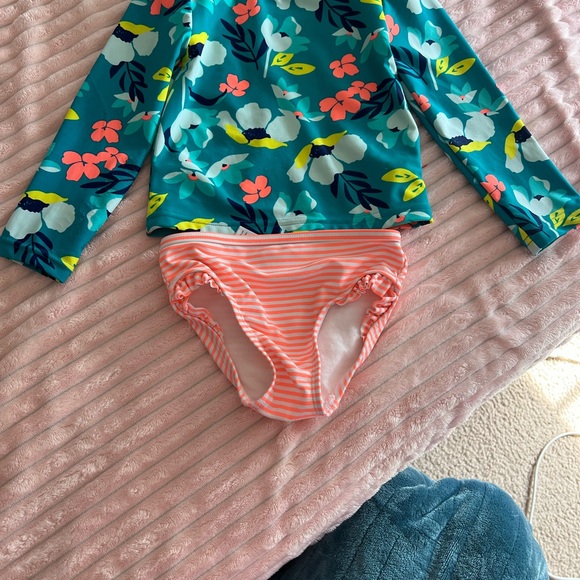 Blue and Orange Long Sleeve Rashguard Swim Set - Picture 1 of 4
